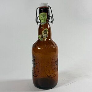 Vintage Grolsch Amber Brown Beer Bottle Porcelain Swing Top Lid
